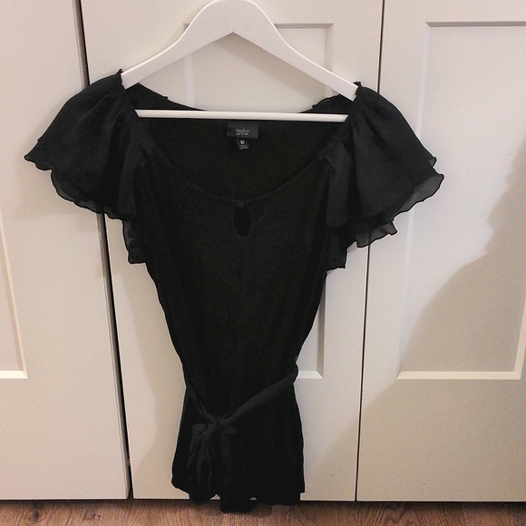 Mossimo Supply Co. Tops - Keyhole flutter chiffon sleeve t-shirt tee removable waist tie